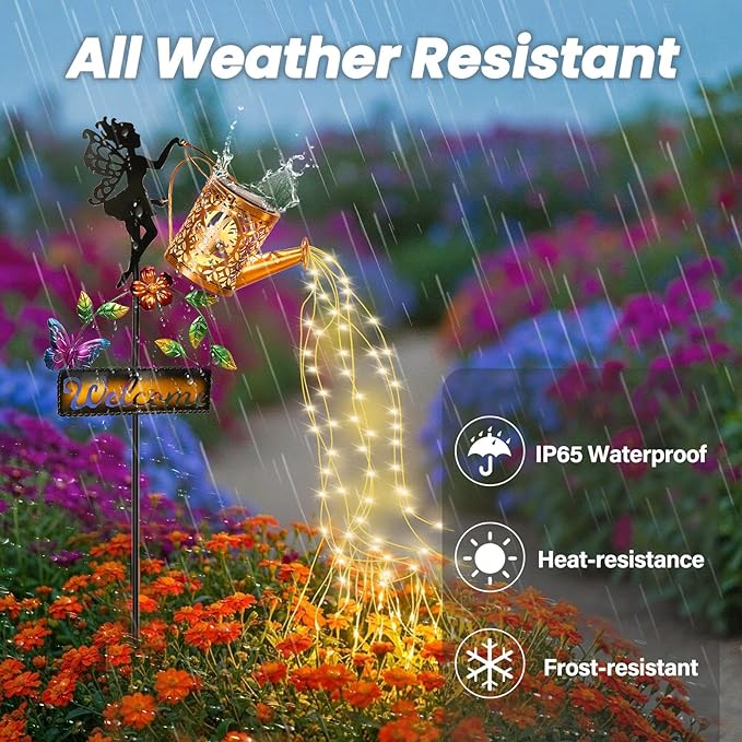 Tremdwoto Solar Watering Can Lights,Hummingbird Solar Lantern Watering can Landscape Lights for Garden Decor,Waterproof Solar Fairy Statue Decor for Path Patio Yard Lawn,Garden Gifts for Women
