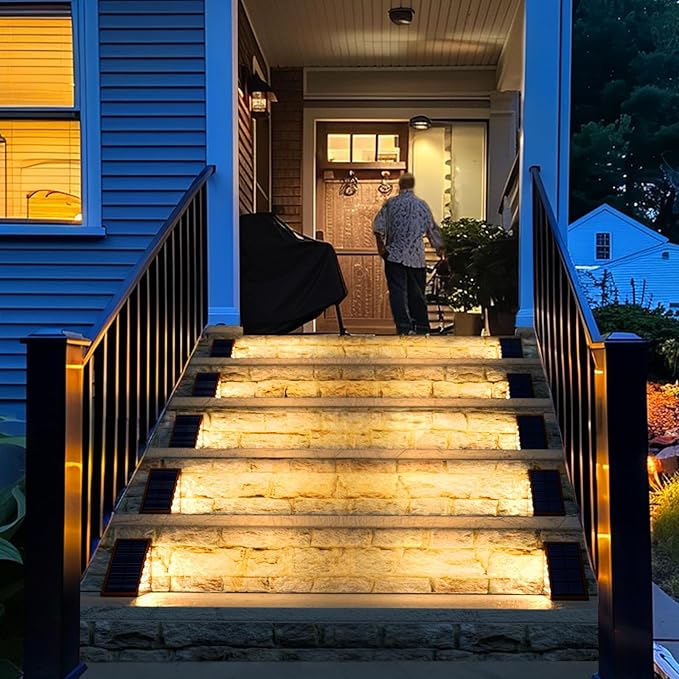Solar Step Lights for Outside, 6pack Solar Stair Lights Outdoor Waterproof IP67, Outdoor Deck Step Light LED for Garden Stair, Patio, Front Door, Porch, Yard, Sidewalk Decor(Warm Brown)