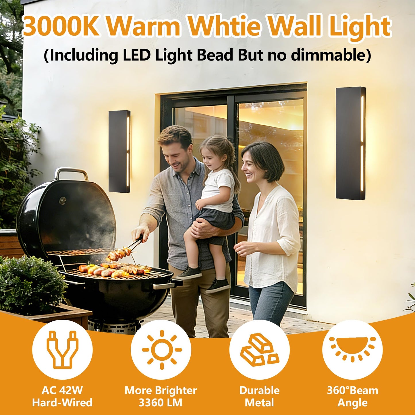 Exterior Wall Light Fixture (No Sensor / 24 Inches)