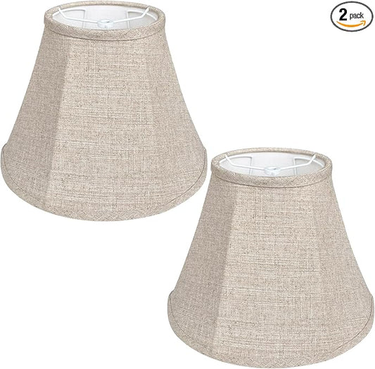 Double Brown Lamp Shade Set of 2, TOOTOO STAR Large Barrel Lampshade for Floor Light and Table Lamp 6x12x8.5 inch, DIY Fabric Natural Linen Hand Crafted, Spider (Brown, 6x12x8.5 inch)