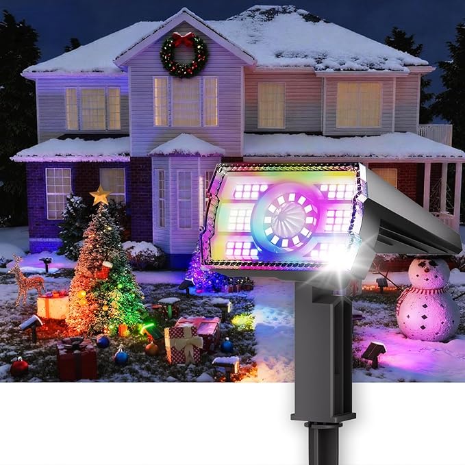12 Pack - Solar Christmas Lights Outdoor Waterproof,6 Color Changing Spotlights &10 Modes, IP67 Waterproof,105° Adjustable Solar Spot Lights for Pathway/Garden/Yard/Patio/Landscape/Backyard Xmas Decor - Aura Lighting