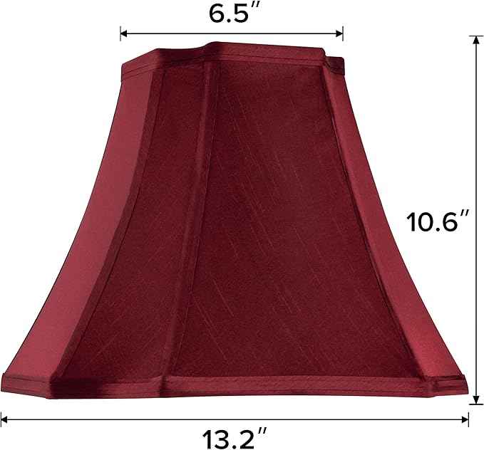 GO&SO Medium Burgundy Red Lampshade Square Cut Corner Lamp Shade for Floor and Table Lamps, 6.5x13.2x10.6", Burgundy, Natural Faux Silk Octagonal & Bell Lampshade,Easy Assembly Required