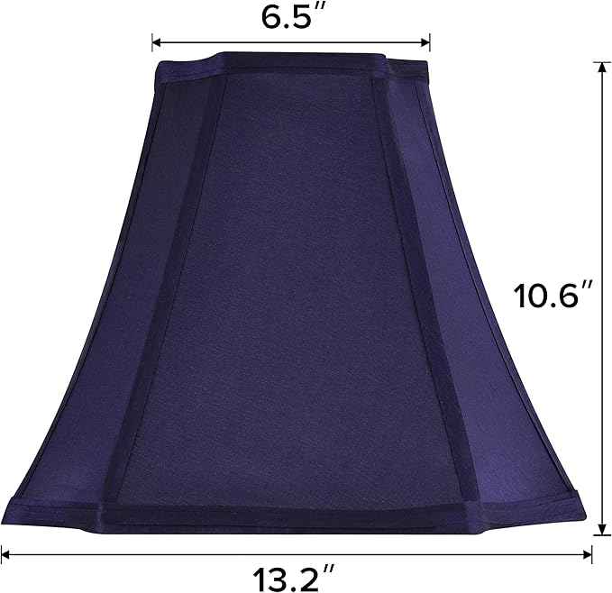 GO&SO Medium Blue Lampshades Square Cut Corner Lamp Shades for Floor and Table Lamps, 6.5x13.2x10.6", Blue, Natural Faux Silk Lampshade Bell Replacement, Handcrafted, Easy Assembly Required (Set of 2)