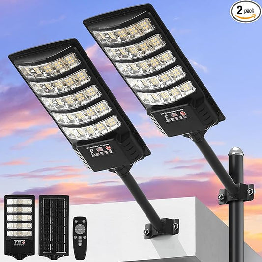 Solar Motion Lights Outdoor, Super Bright IP67 Waterproof Security Light, 3 Modes Flood Light for Garden, Yard, Pathway, Zero Wiring (2 Pack)