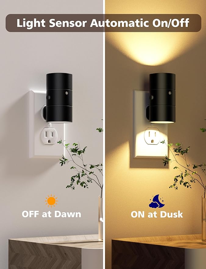 Night Lights Plug Into Wall,3 Color Temperatures LED Night Light Plug in,Dusk to Dawn Sensor,0-100LM Adjustable Brightness,Dimmable Night Lights for Hallway Bathroom Stair Bedroom,8 Pack