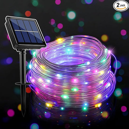 1 Pack Solar String Lights Outdoor, Total 33FT 100 LED Solar Lights for Outside IP67 Waterproof, 8 Modes Solar Fairy Light for Tree Garden Party Christmas Decorations,Multicolor