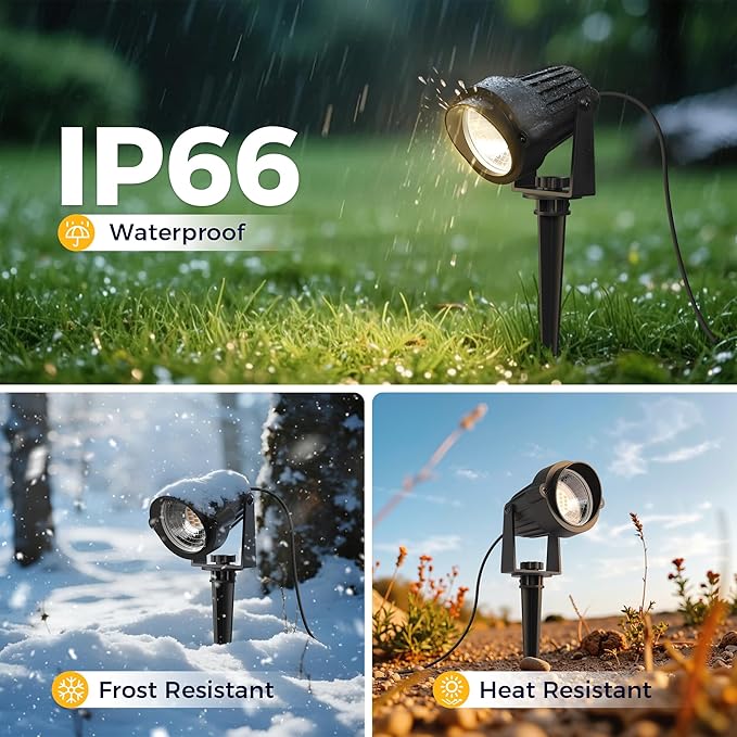 L LOHAS LED 5W Dusk to Dawn Outdoor Lighting, Auto On/Off 3000K Landscape Outdoor Spotlight, IP66 Waterproof Plug in Spot Lights for Yard, Garden, House, Pathway, Plant, UL Listed (2 Pack) - Aura Lighting