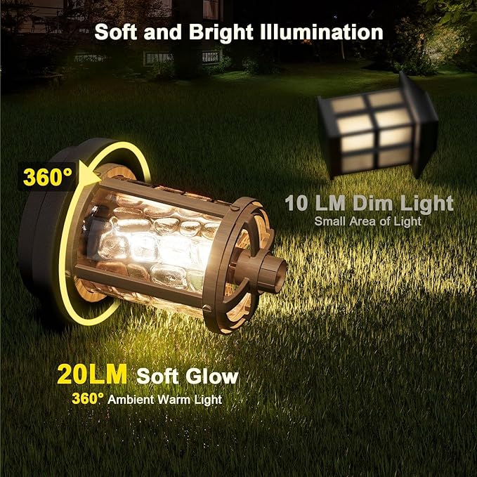 XMCOSY+ Solar Pathway Lights, Dual-Tone Solar Lights Outdoor Waterproof IP65, 20 LM LED Bright Glass Outside Light for Garden Path Yard Walkway Driveway (‎Black & Brown)