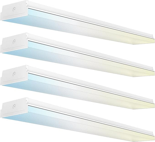 Sunco 4 Pack 50W 7 Inch LED Commercial Industrial Warehouse Workshop Prisma Wraparound Light, 6500 Lumens, 3 CCT 4000K Cool White/5000K Daylight/6000K Daylight Deluxe, Non-Dimmable, AC120-277V - ETL - Aura Lighting