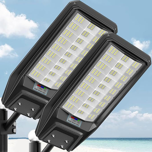 loyoele Solar Street Light Outdoor Waterproof Dusk to Dawn, 9800W Solar Parking Lot Lights Commercial Large Outdoor Flood Light Heavy Duty Solar Power with Motion Sensor for Yard Garden