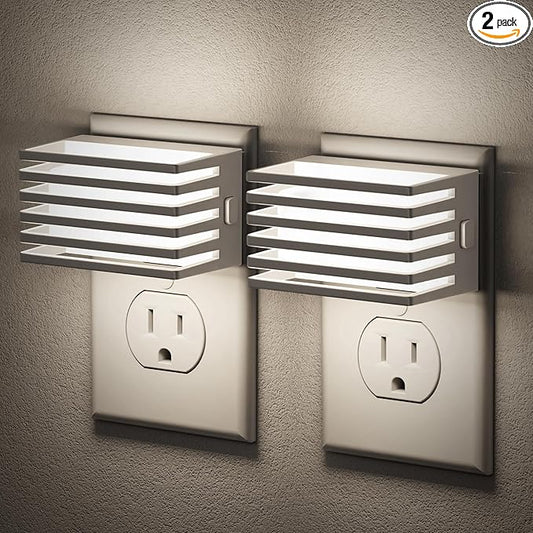 JandCase LED Night Light, [2 Pack] Night Lights Plug into Wall with Dusk to Dawn Sensor, Dimmable Plug in Night Light, Adjustable Brightness, 5000K Daylight White Nightlight for Bathroom Hallway