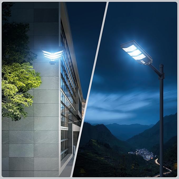 Sunwish Solar Street Lights Outdoor 6500K Solar Lights Outdoor Motion Sensor, Commercial Parking Lot Light Dusk to Dawn with Remote Control, Waterproof IP66 Street Light for Yard(4 Pack)