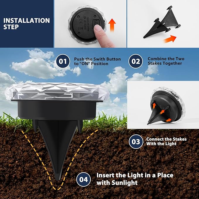 Solar Ground Lights 12 Pack Waterproof Outdoor LED Solar Garden Lights Bright Solar Powered Disc Light In-Ground Landscape Lighting for Patio Pathway Walkway Driveway, Warm White