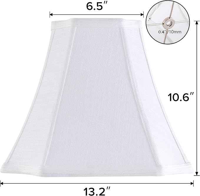 GOSO 13.2 Inch Off White Square Cut Corner Lamp Shade for Table Lamps,Floor Lamp, 6.5x13.2x10.6", Natural Linen, Replacement Lampshades Octangonal, Modern Lamps for Bedroom,Easy Assembly (1 Pc)