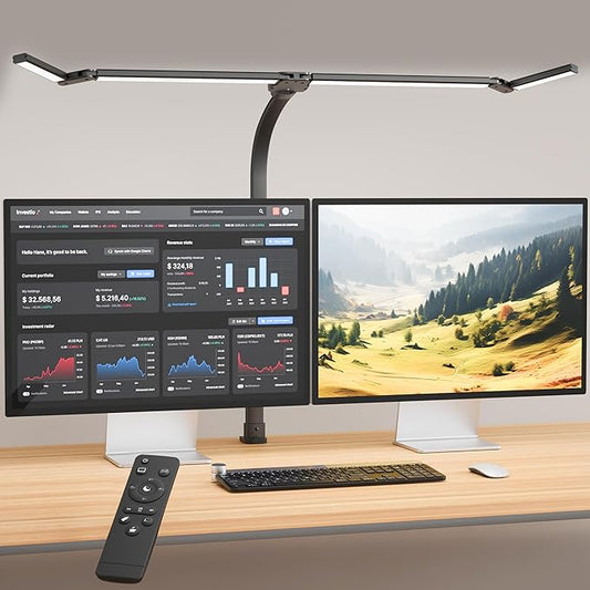 Office Home Desk Lamp,24W Super Bright Eye-Care Desk Lamp,Adjustable Gooseneck Office LED Task Light with Soft Non-Glare Lighting,Suitable for Studying,Reading (Black) - Aura Lighting
