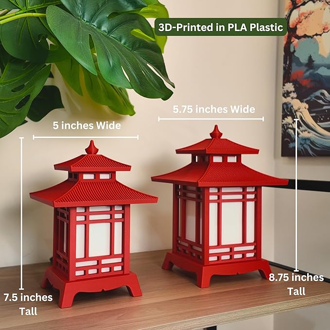 Japanese Pagoda Lantern - Exquisite Japanese Decor for Home and Room | Unique Desk Lamp and Table Lamp Design | Mini Pagoda Transforms Any Space (Jet Black (8.75in Tall) - Cordless)