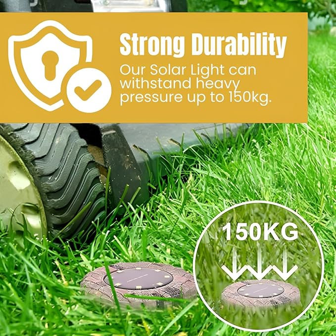Solar Ground Lights Outdoor Decor - Waterproof LED Outdoor Solar Lights for Yard, Patio, Garden, Pathway, Stair, Deck - Landscape Lighting for Garden Decor - Outside Lightings (8 Pack, Warm White)