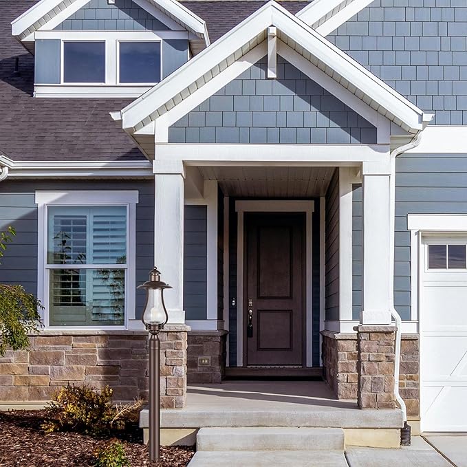 Treekee Outdoor Post Light Fixture, Vintage Brown Pole Lantern with Wood Grain Glass, Farmhouse Exterior Post Lamp with E26 Socket for Garden, Pathway, Patio, Porch, Courtyard, Driveway, Street - Aura Lighting