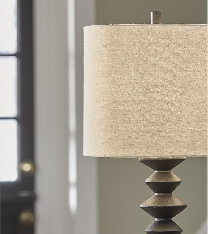 Signature Design by Ashley Luanndon Modern Polyresin Buffet Lamp with 3-Way Switch, Black & Beige