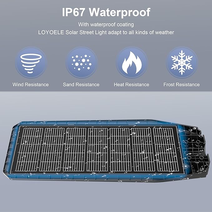 loyoele Solar Street Light Outdoor Waterproof Dusk to Dawn, 9800W Solar Parking Lot Lights Commercial Large Outdoor Flood Light Heavy Duty Solar Power with Motion Sensor for Yard Garden