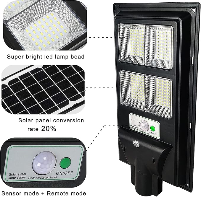 10000LM Solar Lights Outdoor,6000K Dusk to Dawn Security Led Flood Light,Remote Control Solar Street Lights for Yard, Garden,Parking Lot