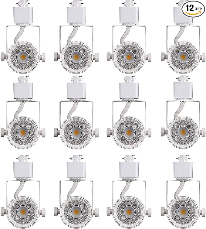 [12 Pack] CLOUDY BAY 8W 3000K Warm White Dimmable LED Track Light Head,CRI90+ True Color Rendering Adjustable Tilt Angle Track Lighting Fixture,40° Angle for Accent Retail,White,Halo Type - Aura Lighting