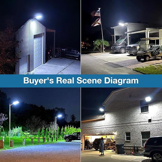 10000W Solar Street Lights Outdoor - Solar Lights Outdoor Waterproof Motion Sensor, Solar Parking Lot Lights Commercial Dusk to Dawn, LED Street Light Solar Powered for Outside, Yard(2 Pack)