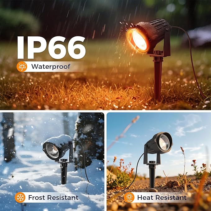 L LOHAS LED Halloween Orange and Purple Spotlights Outdoor, Auto On/Off 5W 120V Landscape Lighting for for House, Holiday, Trees, Decoration, 450LM IP66 Waterproof, UL Listed, 2 Pack - Aura Lighting