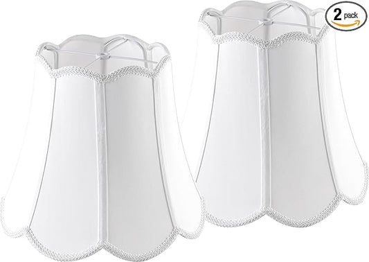 GOSO Scalloped Lamp Shades Set of 2 Medium Petal,8”×13“×11” Spider Off White Wavy Floral Elegant Fabric Shade Art Deco Modern Lampshade for Table Lamps,Floor Lamp for Living Room,Easy Assembly