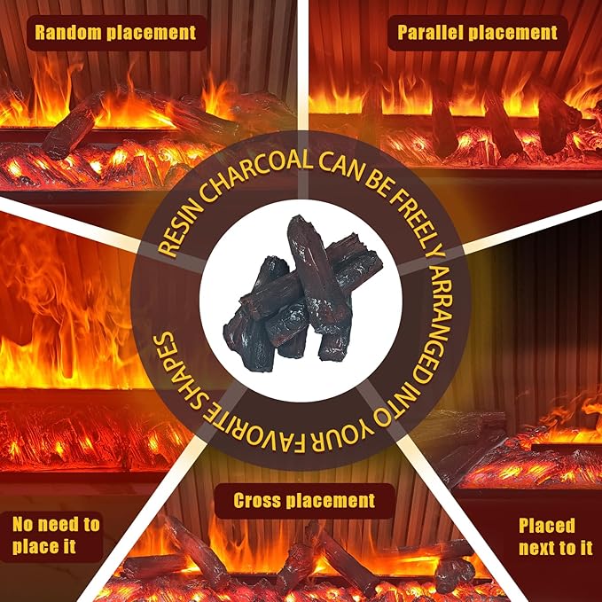 Water Vapor Fireplace 3D Atomizing Fireplace Recessed Electric Fireplace Remote Control with Timer Touch Simulation Flame Touch Flame (Flame Color & Simulated Charcoal, 31.5 inch)