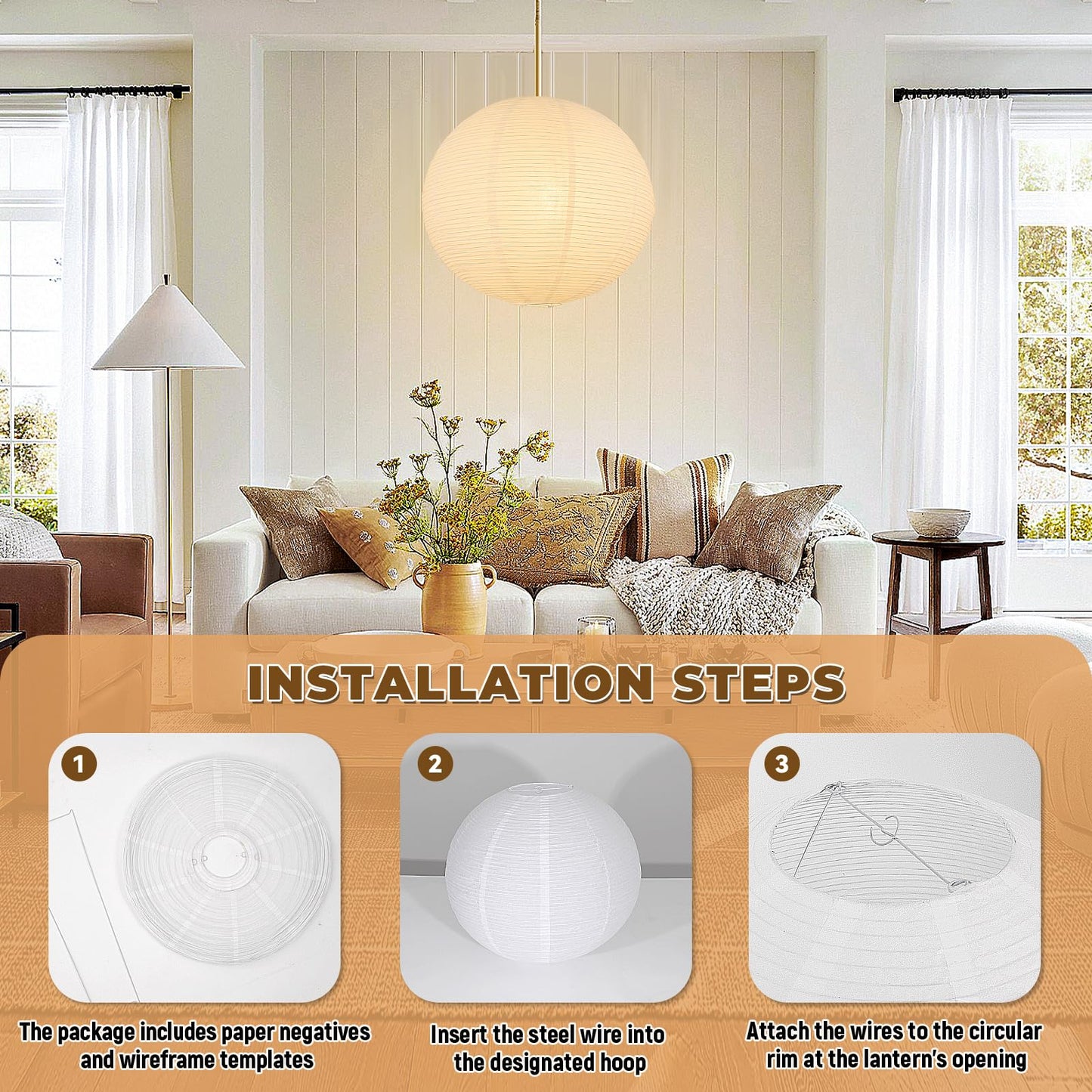 White Round Paper Lantern Lampshade