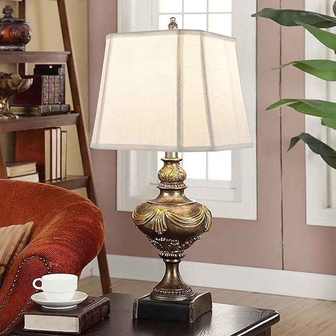 GO&SO 2 Pack White Linen Lamp Shades Square Cut Corners, 10"Top × 13" Bottom × 10.5" High(Spider) Medium Lampshade Replacement for Table Lamp & Floor Lamps Modern,Transitional Style, Easy Assembly
