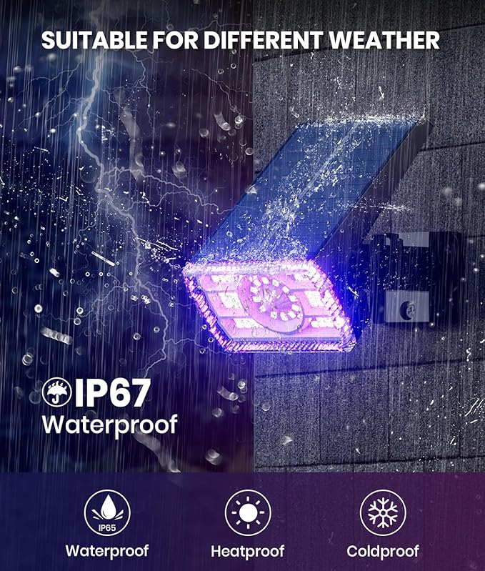 1 Pack Solar Outdoor Lights Waterproof IP67,Spotlights 6 Colors Changing+10 Lighting Modes Christmas Easter Solar Garden Lights Colored Landscape Spot Lights Outdoor Lighting for Yard Pool Patio - Aura Lighting