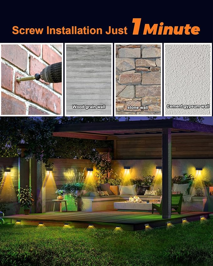 Solar Fence Lights Outdoor Waterproof LED Spot Lens for Step, Wall, Deck, Patio, Yard, Rail, Garage, Pool, Stair, Walkway, Garden Landscaping Enhanced Security Easy Install Warm White 12 pack