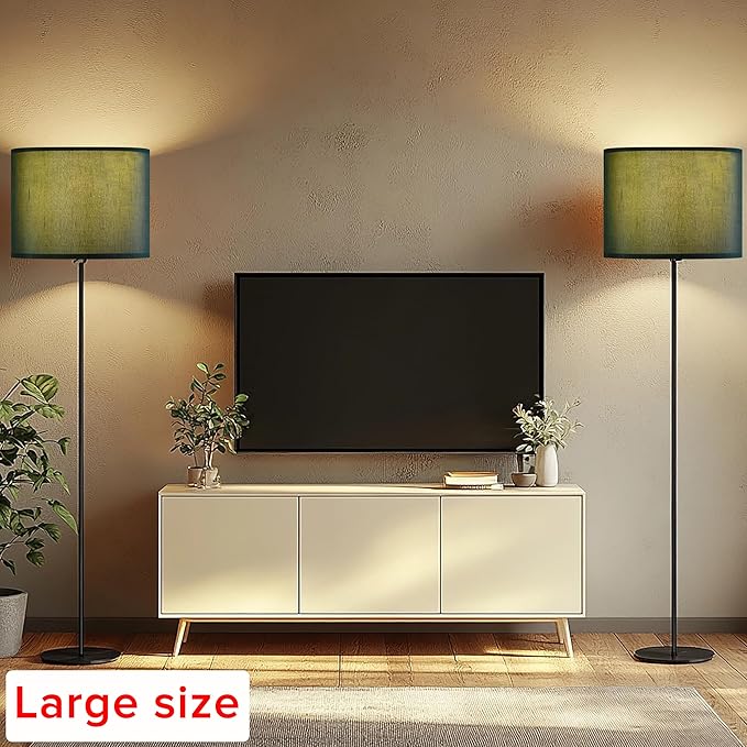 GOSO Dark Green Lamp Shade1 Set of 1 Large,16×16×10 inches Spider Replacement Lampshade for Large Floor Lamps and Table Lamp Tropical Cover Decoration for Living Room/Bedroom,Simple Assembly