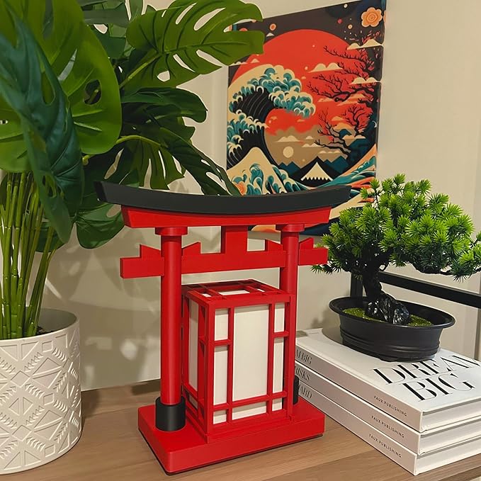 Japanese Torii Gate Lantern 2.0 XL - Exquisite Japanese Decor for Home and Room | Unique Desk Lamp and Table Lamp Design | Mini Japanese Lantern Transforms Any Space (Crimson Red (2.0 XL) - Cordless)