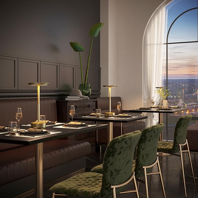 1 Pack Cordless Table Lamps Rechargeable, Portable 5000mAh Battery Operated Lamp, 3 Color Stepless Dimming LED Table Light with Memory Function, for Outdoor/Dinner/Patio/Restaurant.(Gold)