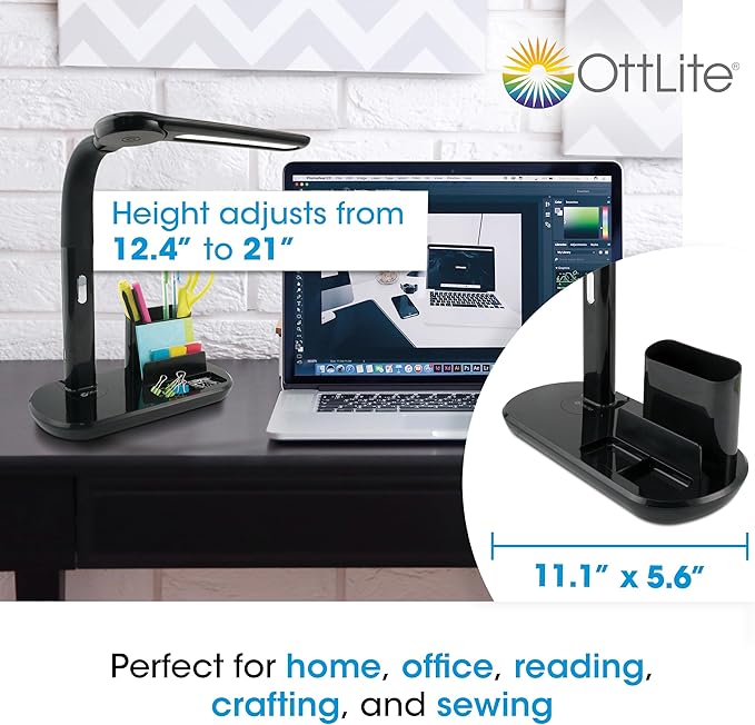 Ottlite LED Pivoting Bankers Lamp with USB Charging Port