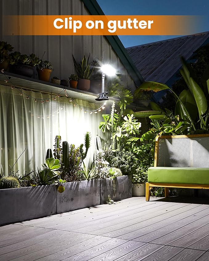 Clip On Solar Lights Outdoor, Motion Sensor Outdoor Lights, 92 LEDs 600LM Solar Fence Lights Outdoor Waterproof LED,Solar Lights for Fence, Deck, Gutter,Camping (2, Black-6000K)