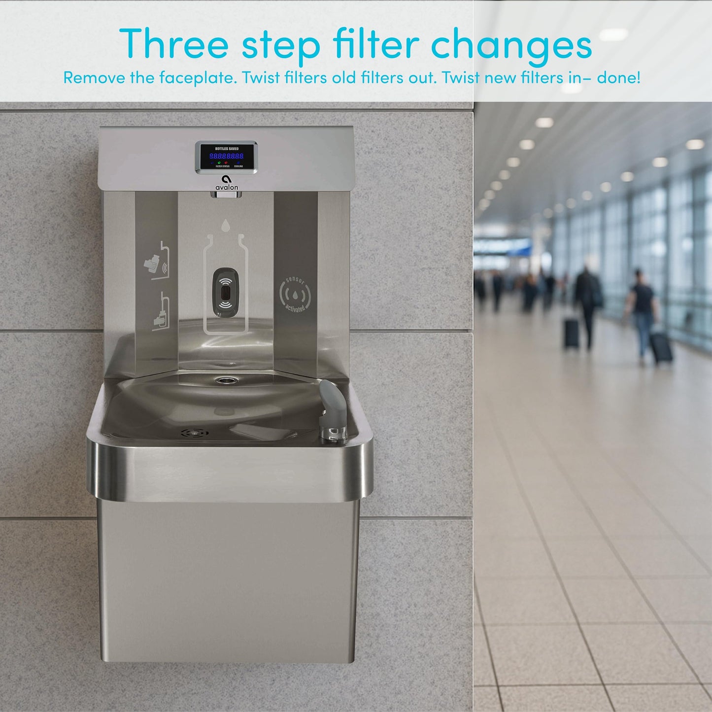 Wall Mounted Water Fountain with Bottle Filling Station