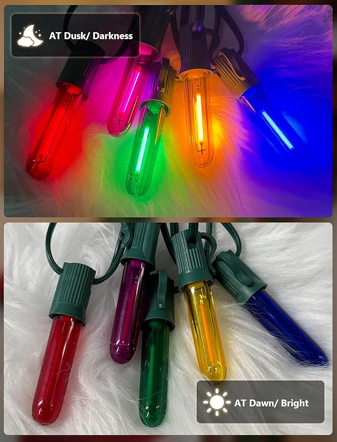 12 Pack T13 LED Multicolor Replacement Bulbs, E12 Candelabra Base LED Bulbs for Outdoor String Lights, Night Light, Christmas Candles, Window Lights, 0.6W Energy Saving Decorative Multicolor Bulb
