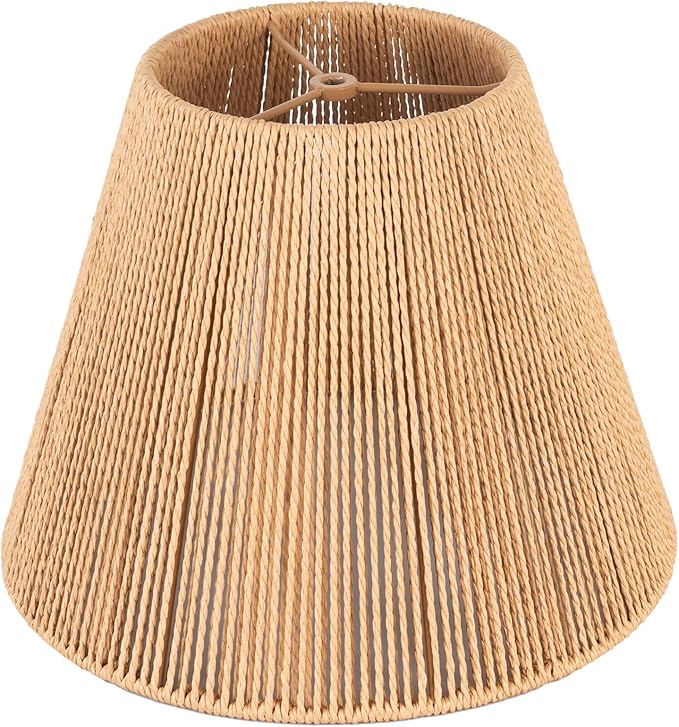Rattan Lamp Shade 7'' Top 13'' Bottom 10'' Heigh Boho Style Bell Shape Lampshade For Table Lamps Floor Lamps Vintage Replacement Spider Fitter