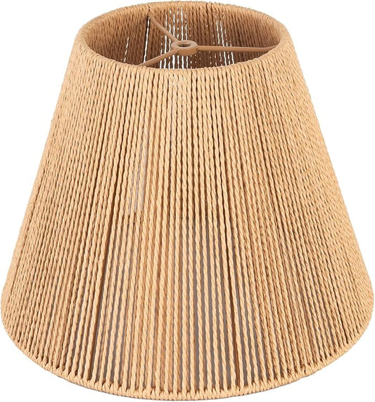 Rattan Lamp Shade 7'' Top 13'' Bottom 10'' Heigh Boho Style Bell Shape Lampshade For Table Lamps Floor Lamps Vintage Replacement Spider Fitter