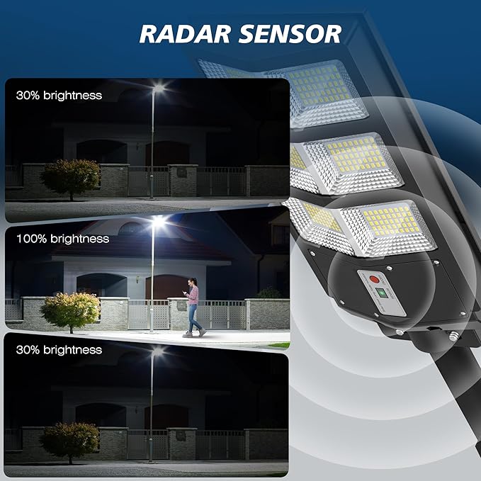 Sunwish Solar Street Lights Outdoor 6500K Solar Lights Outdoor Motion Sensor, Commercial Parking Lot Light Dusk to Dawn with Remote Control, Waterproof IP66 Street Light for Yard(4 Pack)
