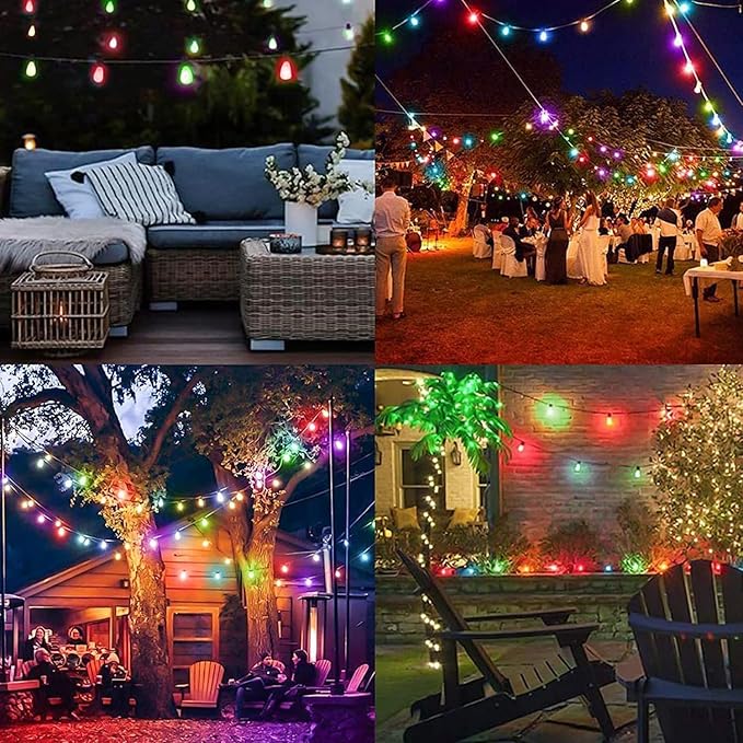 15 Pack S14 LED Bulbs Green Christmas Led Replacement Bulb 1W S14 Outdoor String Light Bulbs Plastic Shatterproof E26 Base Vintage Edison Bulb Decorative Bulbs for Christmas Patio Home Decor