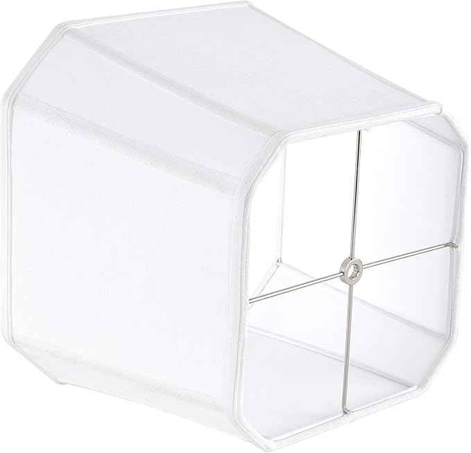 GO&SO 2 Pack White Linen Lamp Shades Square Cut Corners, 10"Top × 13" Bottom × 10.5" High(Spider) Medium Lampshade Replacement for Table Lamp & Floor Lamps Modern,Transitional Style, Easy Assembly