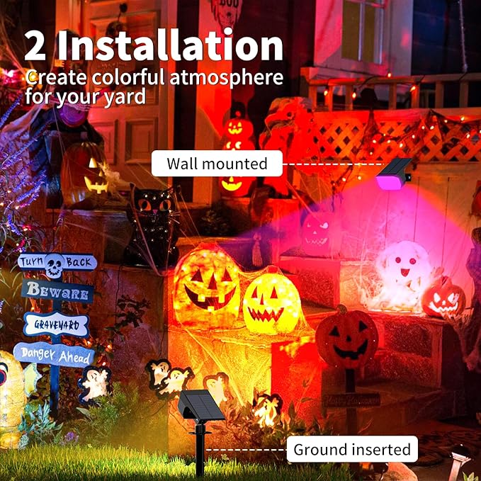 Solar Spot Lights Outdoor Color Changing, [7 Mode/6 Pack] Christmas Landscape Spotlights, Solar Lights Outdoor Waterproof, Solar Led Powered Flood Light for Outside Pathway Yard Garden Walkway - Aura Lighting