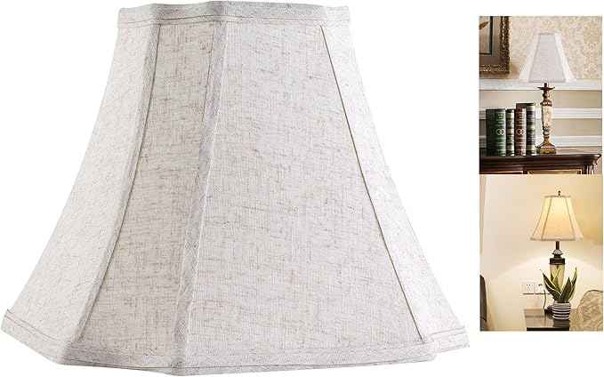 GO&S0 13.2 lnch Beige Oatmeal Lamp Shade,Square Cut Comer Lampshade for Floor and Table Lamps-6.5x13.2x10.6".Natural Linen, Traditional Shade.Handcrafted, Easy Assembly Required (Set of 1)