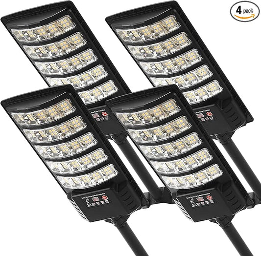Solar Security Lighting, Super Bright Motion Sensor Flood Light, Waterproof with 3 Modes for Outdoor, Garden, Yard, Pathway (4 Pack)