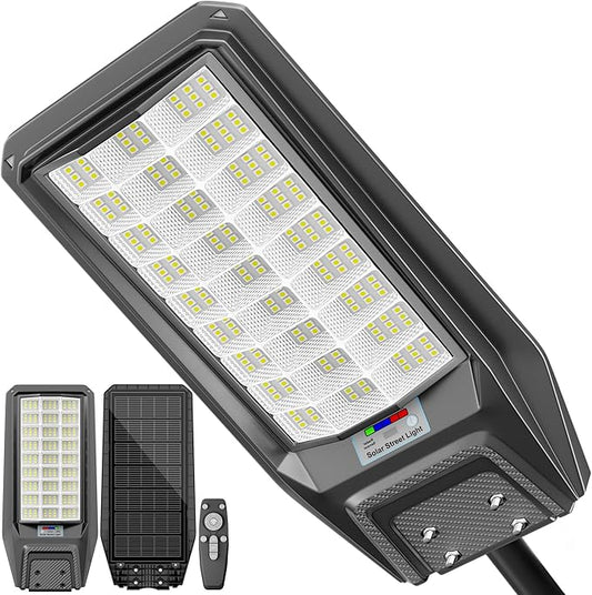 loyoele Solar Street Light Outdoor Waterproof Dusk to Dawn, 9800W Solar Parking Lot Lights Commercial Large Outdoor Flood Light Heavy Duty Solar Power with Motion Sensor for Yard Garden